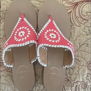 Jack Rogers Sandals SZ 8 Pink & White Like New